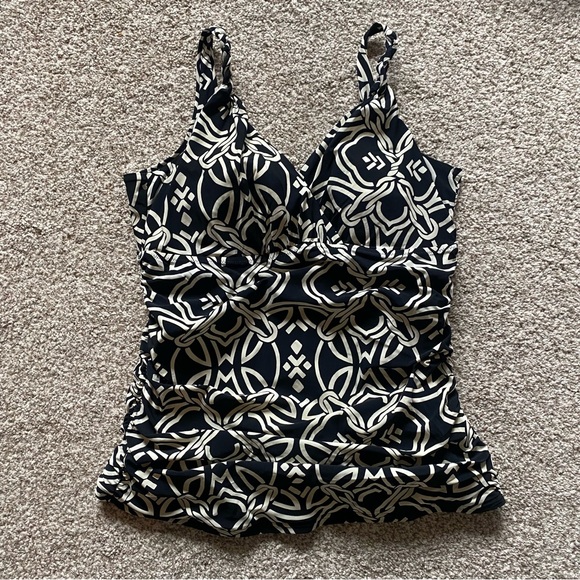Lands' End | Swim | Lands End Tankini Top Size 4 Black Cream Swim Beach ...